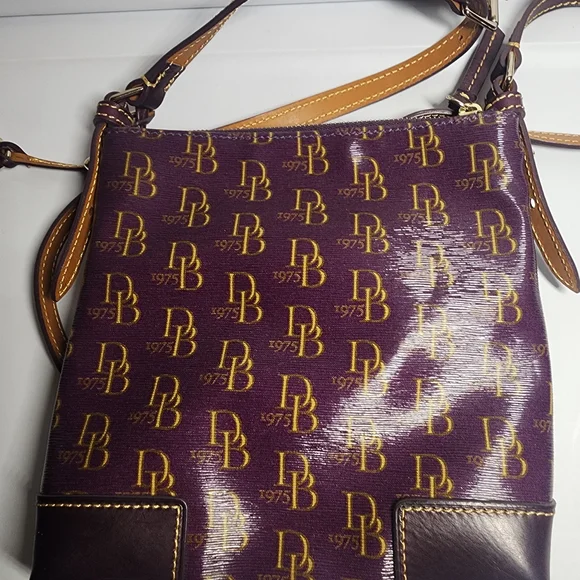 Dooney & Bourke Purple and Brown Logo Crossbody Bag - Picture 4 of 8